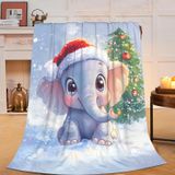 Cobertor De Lã De Flanela De Pelúcia Yerretin Christmas Elephant