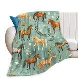 Cobertor Sweetfox Cute Horses Flowers Decor Flannel 125x100cm