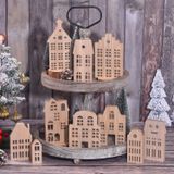 Decoração De Natal Em Bloco De Sinalização Em Forma De Casa De Madeira (10 Unidades)