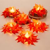 Suporte De Vela Glasseam Fall Tealight, Conjunto De 6 Com Coroas De Flores