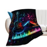 Cobertor Tijuboni Colorful Guitar Music Note Piano Flannel