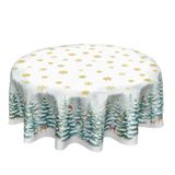 Toalha De Mesa Aportt Winter Christmas Redonda 150cm Poliéster