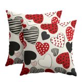 Capas De Travesseiro Kawani Dia Dos Namorados 50x50cm Preta/vermelho Coração