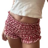 Calças De Pijama Xadrez Yuemengxuan Com Babados Para Mulheres