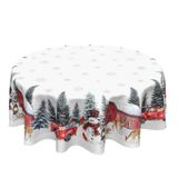 Toalha De Mesa Redonda De Natal Kawani 152cm Branca Poliéster