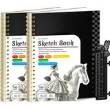 Caderno De Esboços Popyola 9 X 12 Cm Com Régua De Marcadores, Pacote Com 2, 100 Folhas
