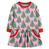 Vestido Grátis Lu Para Meninas, Natal, Manga Comprida, Algodão 5t