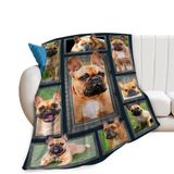 Cobertor De Flanela Anti-bolinhas Jerkboo French Bulldog 50x40cm