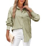 Blusa Feminina Lemafer 2024 Listrada Boyfriend Com Bolso Com Aba