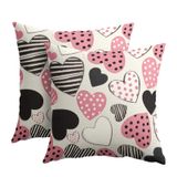 Capas De Travesseiro Kawani Dia Dos Namorados 50x50cm Preto/rosa Coração