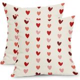 Capas De Travesseiro Kawani Dia Dos Namorados 45x45cm Corações Vermelhos E Rosa