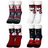 Meias De Chinelo Fourluoo Christmas Fluffy Thermal, 4 Pares