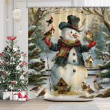 Cortina De Chuveiro Hajmsug Christmas Snowman 180x180cm Poliéster