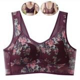 T-shirt Bra Fhteco Floral Wine Red Para Mulheres Mais Velhas Xxl