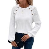 Camisa Acelitt Outono Inverno Canelada Para Mulheres, Branca, Tamanho M