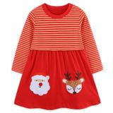 Vestido Grátis Lu Para Meninas, Natal, Manga Comprida, Algodão 5t