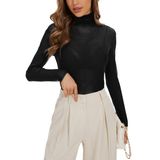 Camiseta Feminina Kiczoy De Malha Transparente De Manga Comprida