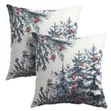 Capas De Travesseiro Granbey Christmas Tree 50x50cm, Azul, Cinza, Conjunto 2
