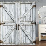 Cortina De Chuveiro Viajar Wooden Barn Door Rustic Farmhouse