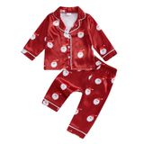 Conjunto De Pijamas Com Cetim De Seda De Natal Para Bebês E Meninas