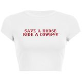 Camiseta Feminina Woxlica Ride A Cowboy Y2k Cowboy Baby Camiseta Branca S