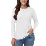Camiseta Feminina Yucolen De Manga Comprida, Outono De 2024, Branca, Tamanho S
