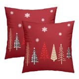 Capas De Travesseiro Kawani Christmas Red Christmas Red Christmas 60x60cm, 2 Unidades