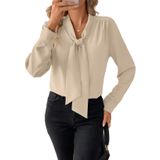 Blusa Feminina Astylish, Gravata Borboleta, Manga Comprida, 2024, Damasco
