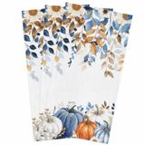 Toalhas De Cozinha Wewdewwo Fall Blue Orange Eucalyptus Leaf X3