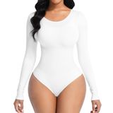 Macacão Lajerin De Manga Comprida Tummy Control Off White 2xl/3xl