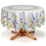 Toalha De Mesa Robvobe Floral Round 152 Cm Com Estampa Primavera-verão