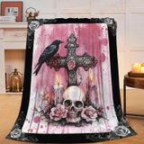 Cobertor De Pelúcia Yibuda Gothic Skull Skeleton Flannel 100% Microfleece