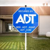 Placa De Segurança Adt Toda Em Alumínio De 71 Cm Com Estaca À Prova De Intempéries