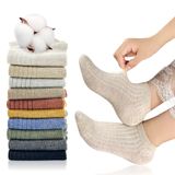 Meias Femininas De Algodão, 10 Pares, Respiráveis, Antiderrapantes