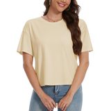 Blusa Feminina Crop Top Yucolen, Folgada, Upf50+, Respirável, Leve, Damasco