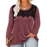 Top Tiyomi Plus Size, Manga Comprida, Camiseta Elegante De Renda Preta