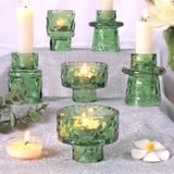 Castiçais Haviti Green Glass Para Casamento, 6 Peças