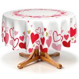 Toalha De Mesa Robvobe Dia Dos Namorados Vermelha Rosa Branca Love Heart Print 152cm