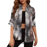Blusa Feminina Deer Lady Com Botões E Decote Em V, Manga Comprida, Gg