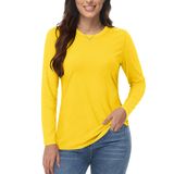 Camiseta Feminina Yucolen De Manga Comprida Amarela De Outono Tamanho M