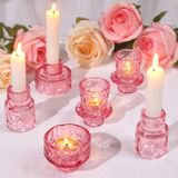 Castiçais Haviti Pink Taper Glass, Conjunto De 6