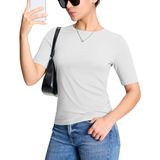 Camiseta Feminina Yucolen De Meia Manga Curta De Algodão Branca