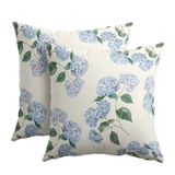 Capas De Travesseiro Kawani Blue Hydrangea 40x40cm Conjunto De 2 Algodões