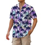 Camisa Cromoncent Havaiana De Manga Curta Para Homens Em Poliéster