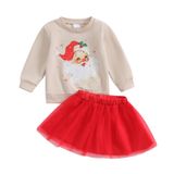 Roupa De Natal Socutebabe Toddler Girl Camisa De Papai Noel Com Saia