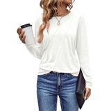 Camiseta Feminina Evaless De Manga Comprida Branca Casual 2024 M