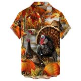 Camisa Ybhuo Thanksgiving Turkey Com Estampa De Manga Curta Masculina