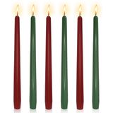 Velas Cônicas Xinaobaoluo Vermelhas E Verdes, Sem Gotejamento, 25 Cm, Conjunto De 6