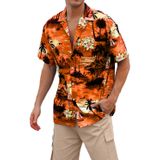Camisa Cromoncent Hawaiian Para Homens De Manga Curta Laranja Xl