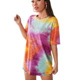Camiseta Feminina Soly Hux Tie Dye De Manga Curta Laranja Xxxl